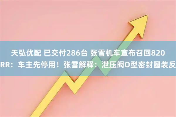 天弘优配 已交付286台 张雪机车宣布召回820RR：车主先停用！张雪解释：泄压阀O型密封圈装反