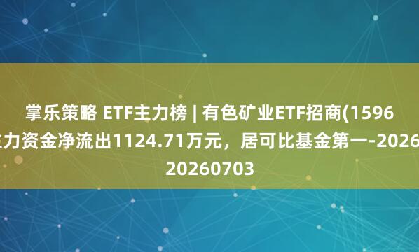掌乐策略 ETF主力榜 | 有色矿业ETF招商(159690)主力资金净流出1124.71万元，居可比基金第一-20260703