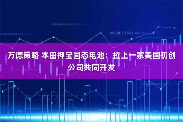 万德策略 本田押宝固态电池：拉上一家美国初创公司共同开发