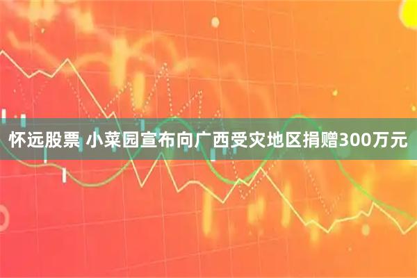 怀远股票 小菜园宣布向广西受灾地区捐赠300万元